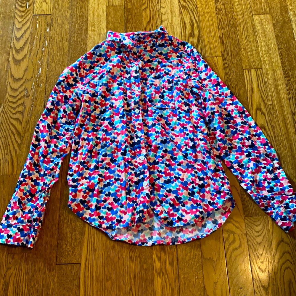 Rainbow Heart Button Down Long Sleeve